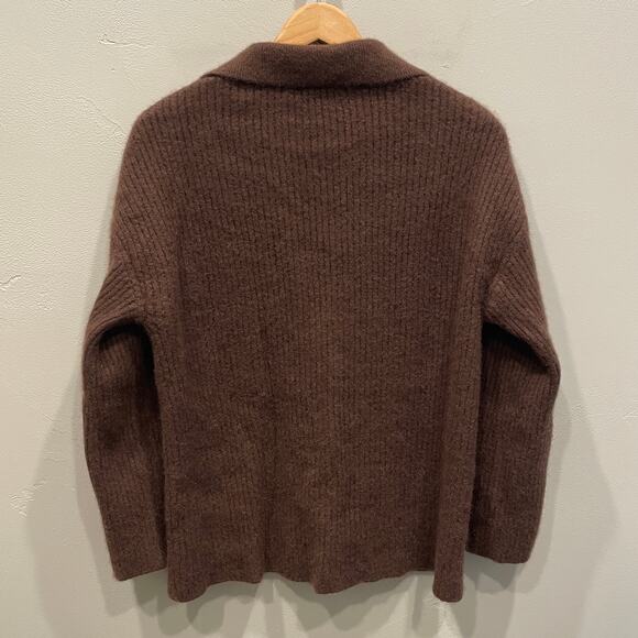 Reformation Recycled Cashmere Collared Button Up Cardigan Brown - Size: Medium - Picture 2 of 6